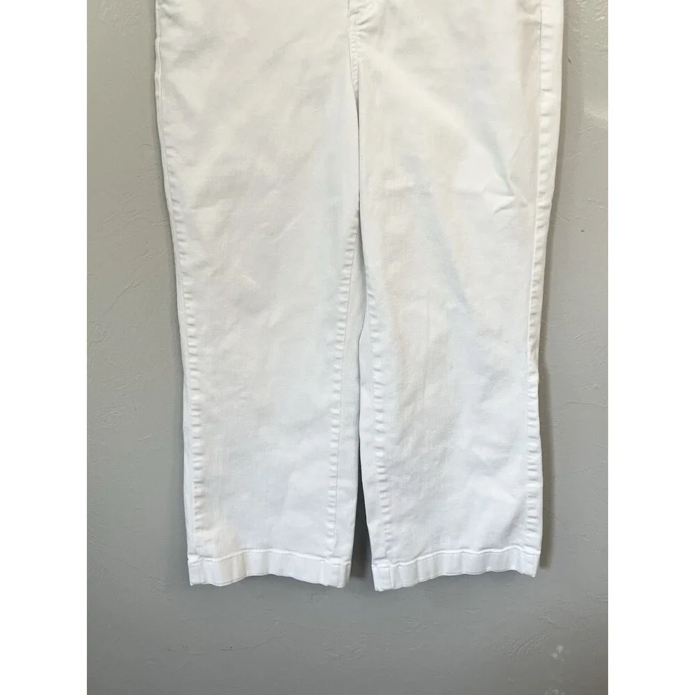 Talbots Women's Wide Leg Jeans White Size 14 Flat Front 14P Petite - Picture 3 of 8